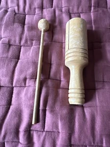 Natural Wood Agogo Single Wooden Agogo with Beater - Picture 1 of 6