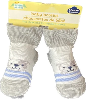 ANGEL OF MINE- BOOTIES FOR BABies - SIZE 0+ Puppy Dog Infant Baby Socks - Image 1 of 2