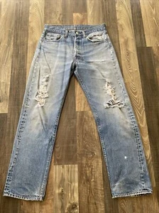 Levi's 501 Redline Selvedge tatsächliche Größe W30 L30 Distressed Vintage - Bild 1 von 17