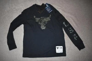 Under Armour Boys' Project Rock Veterans Day USA Long Sleeve T-Shirt Black Small - Picture 1 of 4