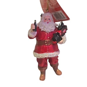Coca-Cola Kurt Adler Santa with Coke and Train Pack Christmas Ornament 4" - Picture 1 of 5