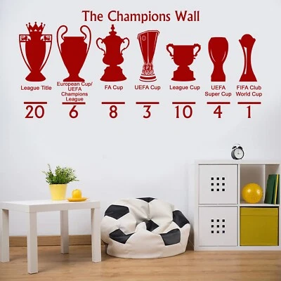 Liverpool The Champions Wall Sticker | Trophy Silhouette Vinyl Decal | Football - Image 1 of 4