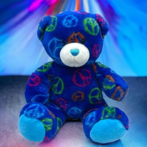 Peace Sign Build-A-Bear Workshop Plush Dark Royal Blue Stuffed Animal 14” - Picture 1 of 6