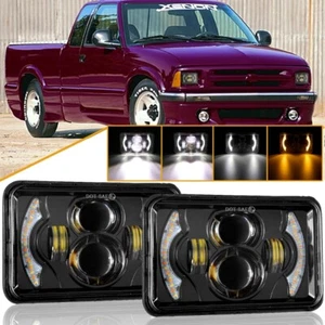 Pair 4x6" Rectangular LED Headlights DRL Hi/Lo for Chevy S10 Blazer 1994-1997 - Picture 1 of 12