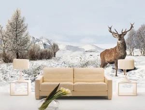 3D Snow Jungle Deer 88 Wall Paper Murals Wall Print Wall Wallpaper Mural AU Kyra - Picture 1 of 6