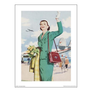 Qantas Woman's Angle Poster – Retro Constellation Travel – 40 x 30 cm 16" x 12"