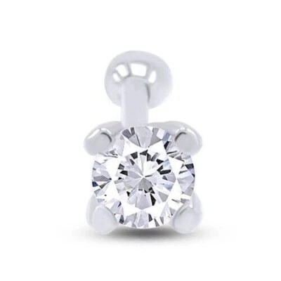 Anillo de oro blanco macizo de 14 K con detalles de diamantes redondos naturales de 1,5 mm Foto 1 de 4