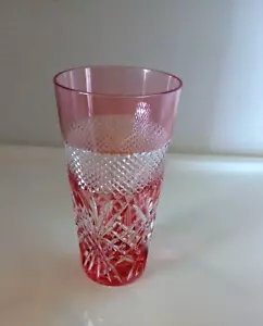 Red Cut To Clear 4 Inch Drinking Glass - Picture 1 of 3