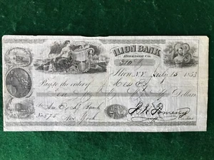 Vintage 1853 Ilion Bank New York Bankscheck - TD9 - Bild 1 von 6