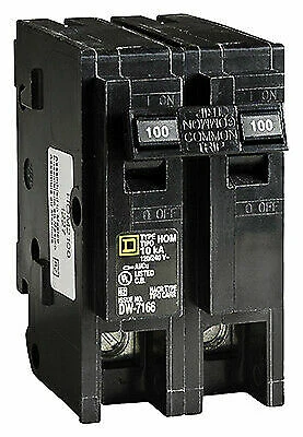 Square D HOM2100CP 100A 2 Pole Plug-in Mount Mini Circuit Breaker - Black