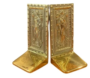 RARE BRASS BOOKENDS VIRGINIA METALCRAFTERS IUSTITIA AND LIBERTAS - Picture 1 of 4