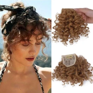 Curly Bangs Kinky Curly Fake Hair Bangs Synthetic Hair Extensions On Hairpieces - Picture 1 of 14