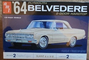 AMT 1964 Plymouth Belvedere with Slant-6 Engine & V8 Model Kit - White... - Picture 1 of 5