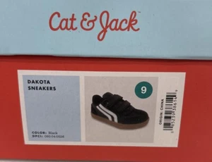 Cat & Jack Kids Boys Dakota Sneakers Size 9 In Black - Picture 1 of 3