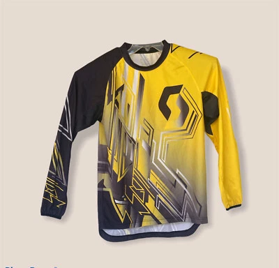 Jersey de ciclismo pequeño Scott para hombre transpirable ligero negro amarillo Foto 1 de 4