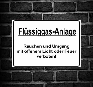 Schild Hinweisschild Hinweis "Flüssiggas-Anlage" Achtung Vorsicht Gas Feuer - Picture 1 of 1