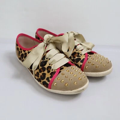 London Sole Jane Winkworth Cheetah Hair Studded Sneakers Big Bow Size 40 US 9.5 - Image 1 of 4