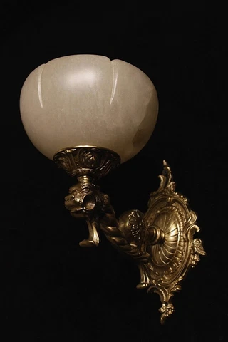 single solid bronze and  real alabaster wall lights sconces with lion head Cover