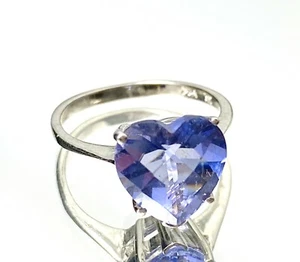 R0190P Mt St Helens Purple Helenite 10mm 2.3Ct Heart Shape  Sterling Silver Ring - Picture 1 of 3