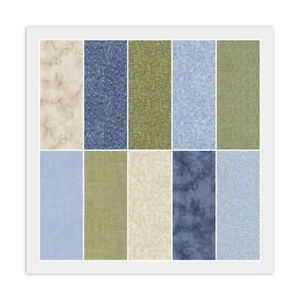 Jelly Roll - (20) 2 1/2" Strips SAGE GREEN, BEIGE & BLUE, 100% Cotton Fabric - Picture 1 of 11