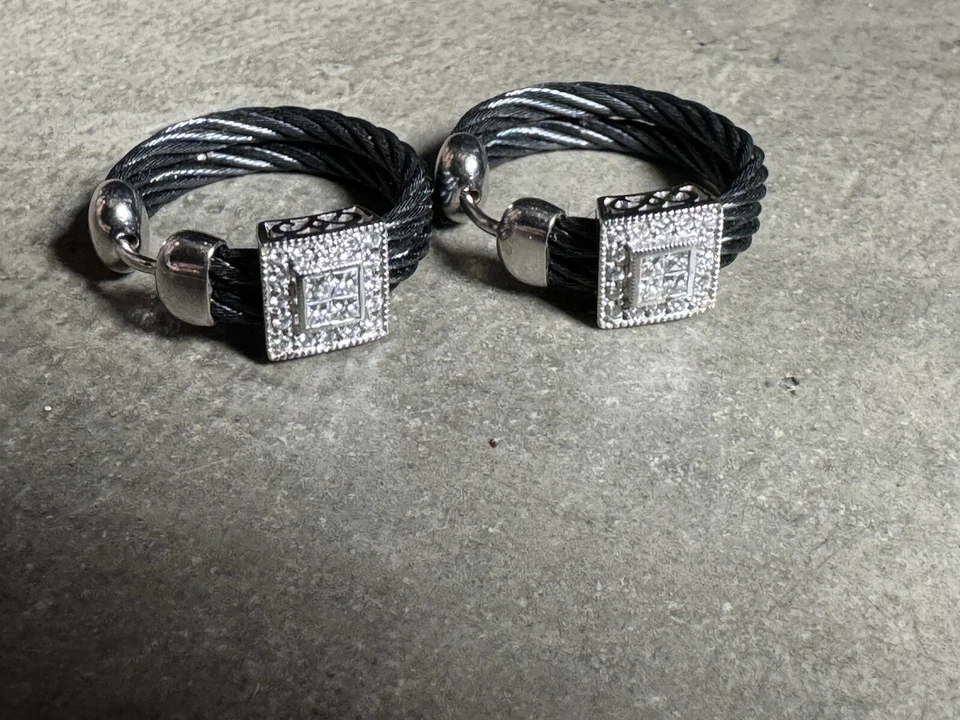 💯PENDIENTES PHILIPPE CHARRIOL ORO 18K/ACERO Y DIAMANTES $0.99 Inicio💯 Foto 1 de 3