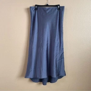 A & F New Size XL Grey Gray Blue Satin Silky Maxi Skirt Career Wear School - Picture 1 of 9