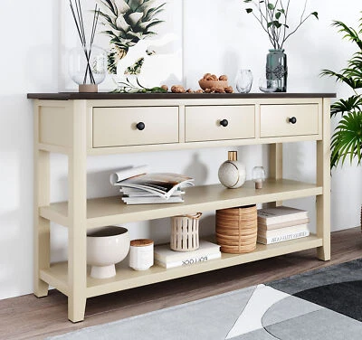 3-Tier Console Table 50" Sofa Table with 3 Storage Drawers and 2 Open Shelves - Image 1 of 4