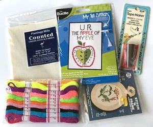 Counted cross stitch lot Of 5 Crafts Sewing Embroidery items - Picture 1 of 2