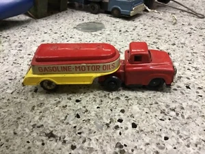 Vintage Tin Friction 1950's Gasoline & Motor Oils Tanker Truck & Trailer ~ Japan - Picture 1 of 6