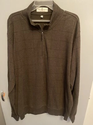 Pullover de golf Fairway Greene para hombre 1/4 cremallera marrón tejido hecho en Corea talla XL Foto 1 de 4