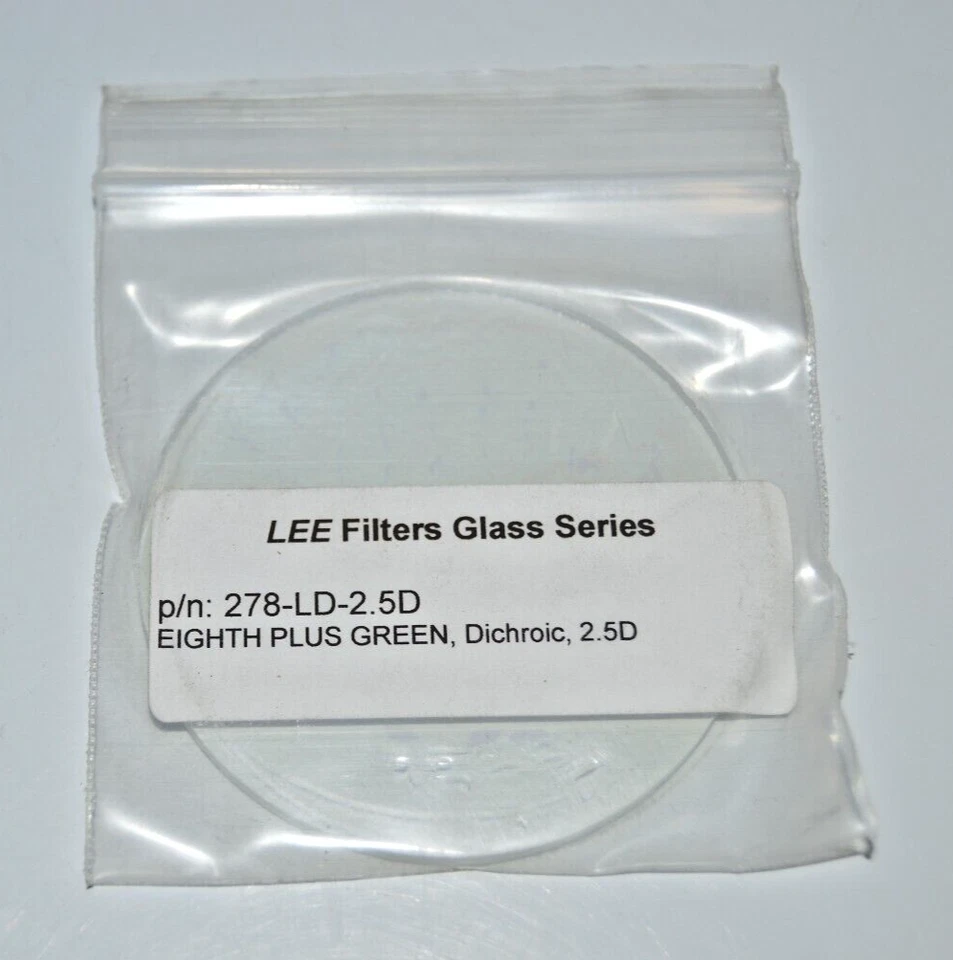 LEE FILTERS GLASS SERIES 278-LD-2.5D DICHROIC 1/8 PLUS GREEN 2.5" DIAMETER, NEW - Image 1 of 3