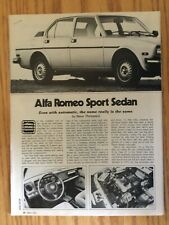 CAD217 VINTAGE Original Article Alfa Romeo Sport Sedan March 1979 4 page