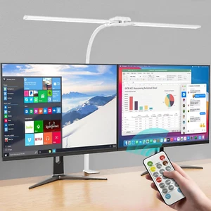 Desk Lamp Clamp with Remote: Double Head Led Desk Lamps for Home Office - Eye Ca - Picture 1 of 9
