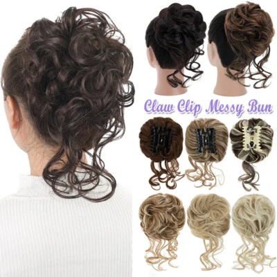 Messy Bun Updo Claw Chignon Clip in Hair Piece Extensions Curly X-LARGE THICK US - Image 1 of 4
