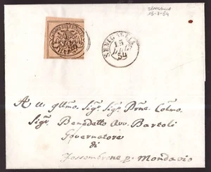 Italia Pontificio, 3 baj su lettera da Senigallia a Fossombrone del 1859 -GP54 - Picture 1 of 3