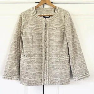 St. John Couture Textured Jacket Cream Evening Topper Tweed Blazer Size 12 Large - Picture 1 of 8