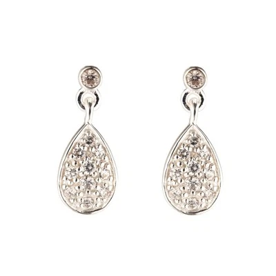 Silverly Donna Argento 925 Zirconi Lacrima Orecchini A Perno - Immagine 1 di 3