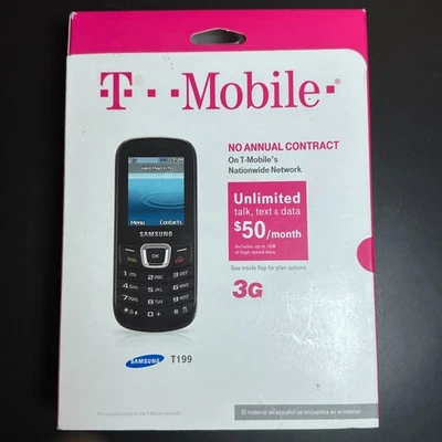T-Mobile Samsung T199 Prepaid Cell Phone Burner No Contract 3G - NEW in BOX - Image 1 of 4