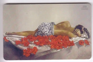 POLYNESIE TELECARTE / PHONECARD .. PF43 150U GEM1B LIT HIBISCUS PUCE UT/TBE C90€ - Picture 1 of 1