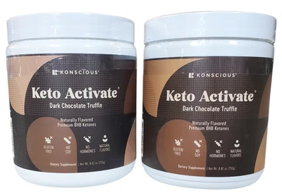 2件装KETO ACTIVATE Konscious深巧克力三叶酮BHB饮食混合饮料 — 第 1/4 张图片