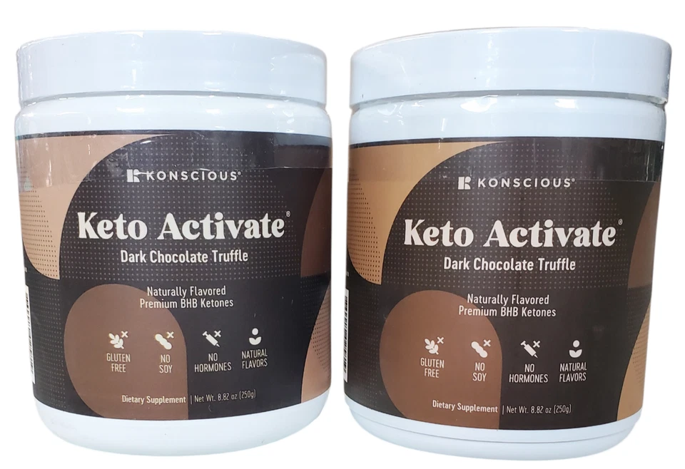 KETO ACTIVATE Konscious DARK CHOCOLATE TRUFFLE Ketones BHB Diet Energy Drink Mix