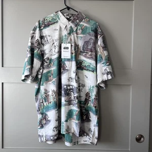 Reyn Spooner Star Wars Shirt Mens 2XL Moonbeam Hawaiian Short Sleeve Aloha - Picture 1 of 11