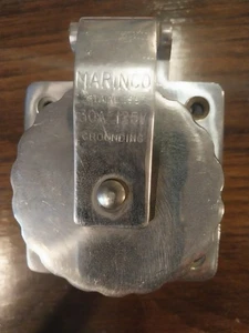 Marinco Stainless, 30A/125V Inlet. Marine Shore, Rv, Camper. Cup only. - Picture 1 of 3
