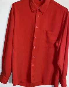 Vintage Bugatchi Mens 100% Silk Button Down Shirt long sleeve collar, colorful - Picture 1 of 10