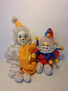 🎪 Lote de muñecas payaso de porcelana vintage - Juego de 2 - Coloridos coleccionables de circo - Imagen 1 de 12