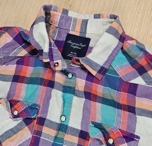 American Eagle Womens Pearl Snap Button Up Shirt XL Long Sleeve Western - Picture 1 of 15