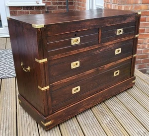 antique campaign Style chest of drawers - Picture 1 of 21