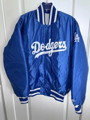 L LG DEADSTOCK VINTAGE RAWLINGS SATIN TEAM ISSUED LA DODGERS MLB BASEBALL JACKET - Image 1 of 4