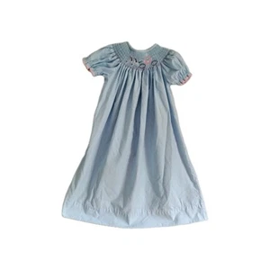 Size 6 Girl Classic Whimsy Cinderella Smocked Dress Blue Gingham Horse  Carriage - Picture 1 of 13