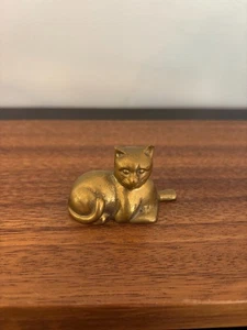 Vintage Messing Katze Briefbeschwerer Deko Figur - Bild 1 von 7